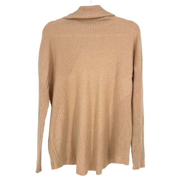 Eileen Fisher Cashmere Rib Knit Cowl Neck Sweater Beige Cream Size Medium - Picture 7 of 12